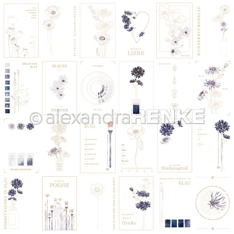 splendore floreale blu - Carta singola 12"x12" - Alexandra Renke