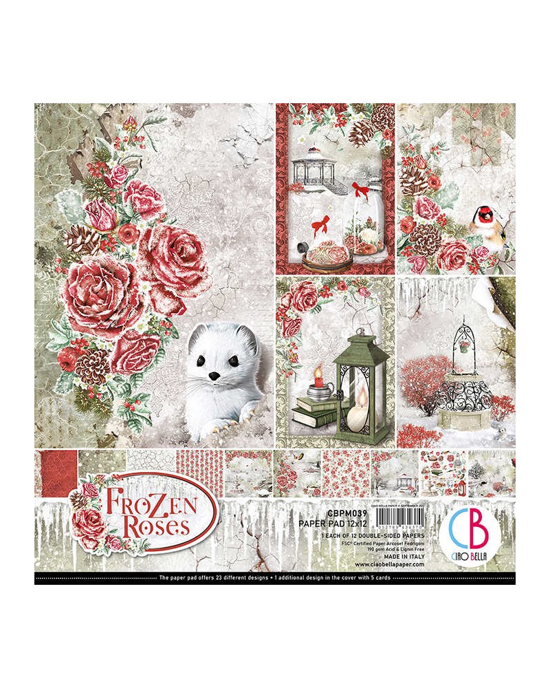 Paper pad 30 x 30 - FROZEN ROSES - Ciao Bella Paper